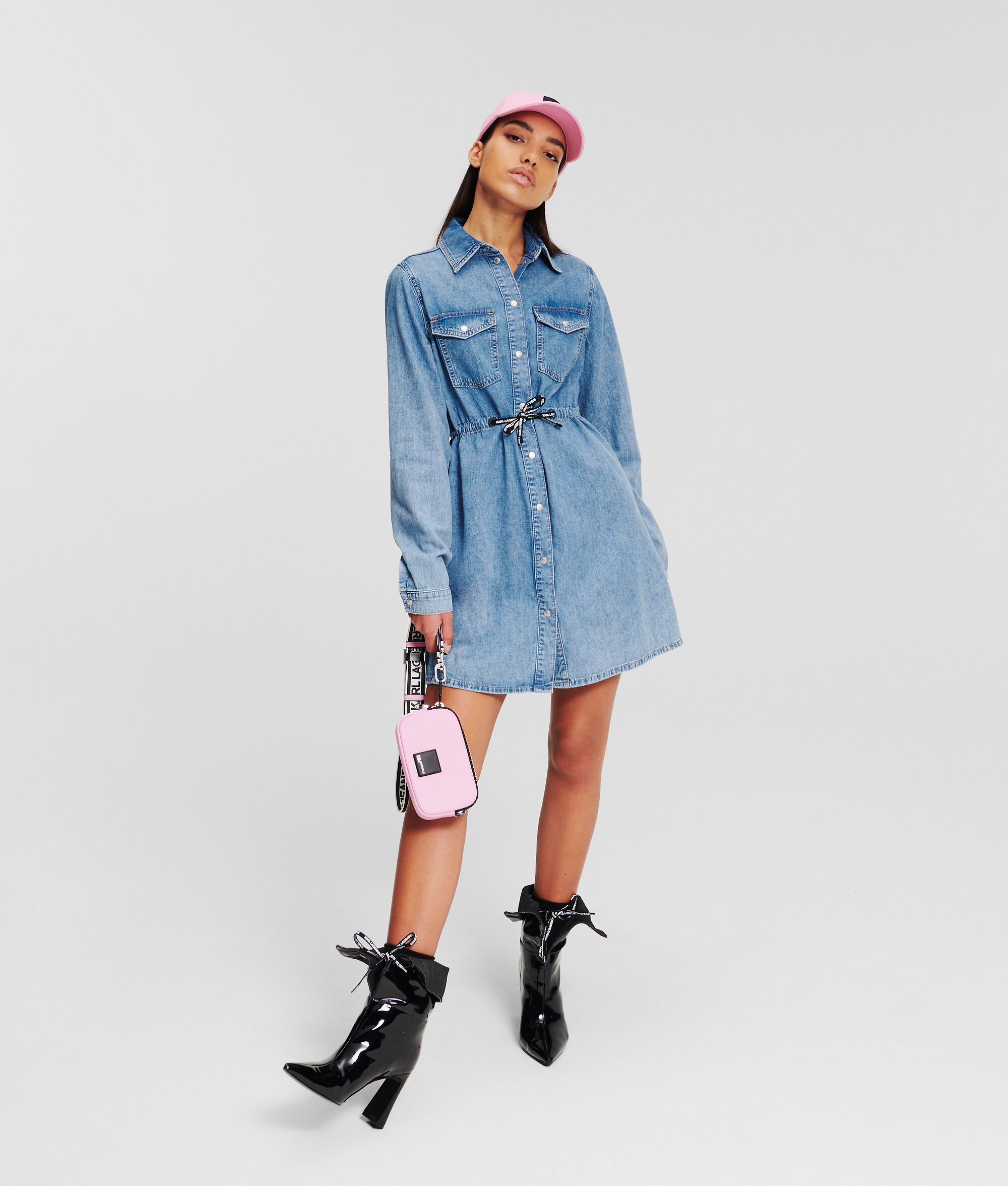 (image for) User-Centric KLJ TIE WAIST DENIM SHIRT DRESS